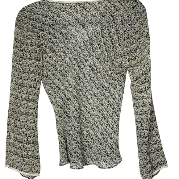 Max Studio Womens Y2K Silk Flare Sleeve V Neck Top S Forest Fairy Whimsical Boho - Picture 10 of 10